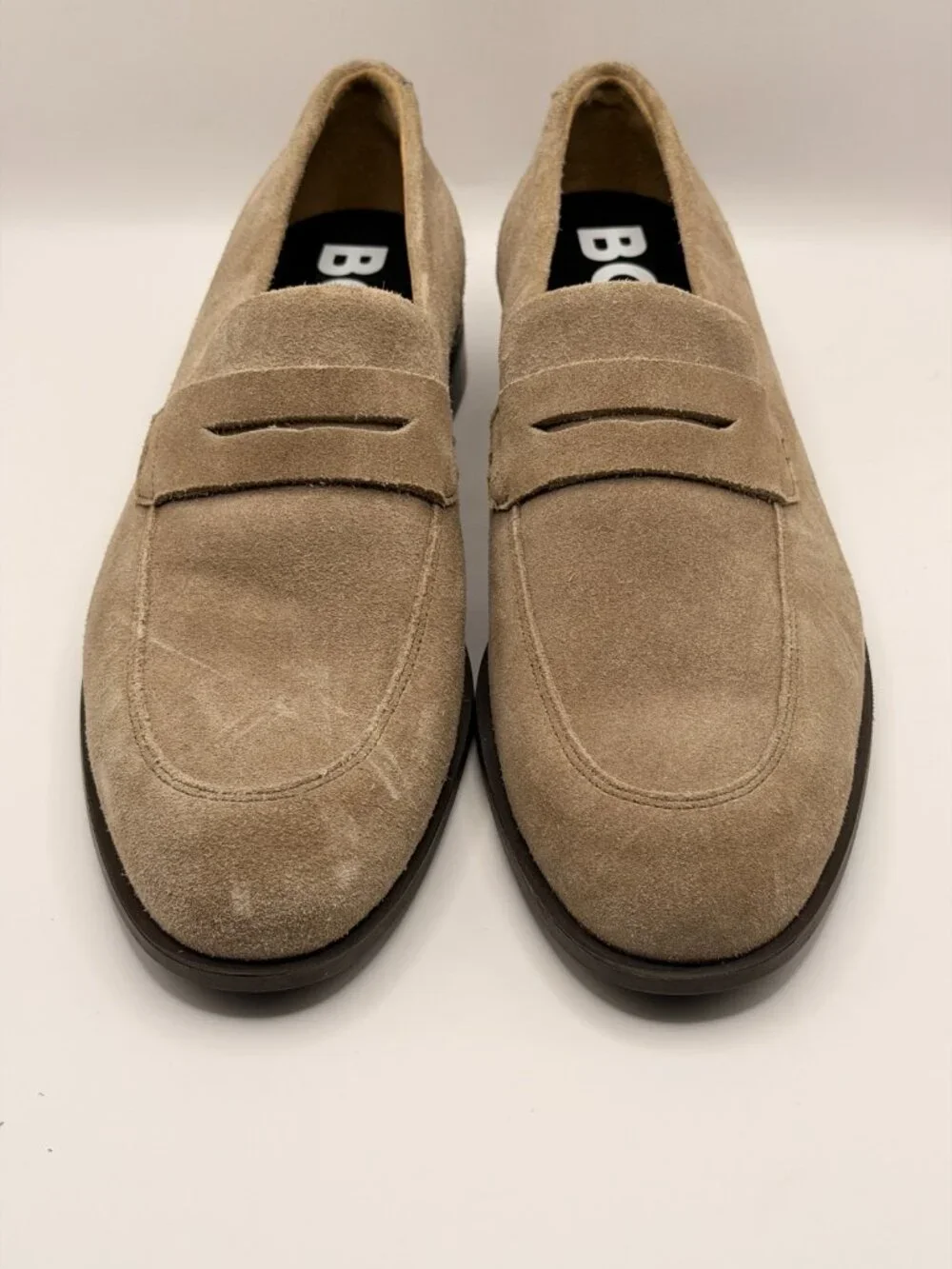 BOSS Mens Medium Beige Penny Loafer Sz 7.5